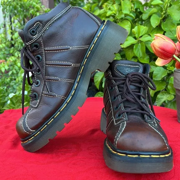 🏴󠁧󠁢󠁥󠁮󠁧󠁿 Dr. Martens MIE Vintage Chunky Brown Platform Oxfords UK 5