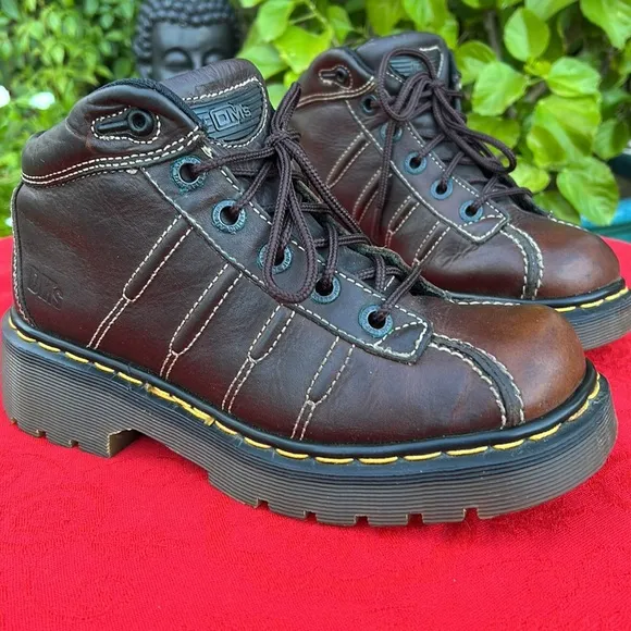 🏴󠁧󠁢󠁥󠁮󠁧󠁿 Dr. Martens MIE Vintage Chunky Brown Platform Oxfords UK 5