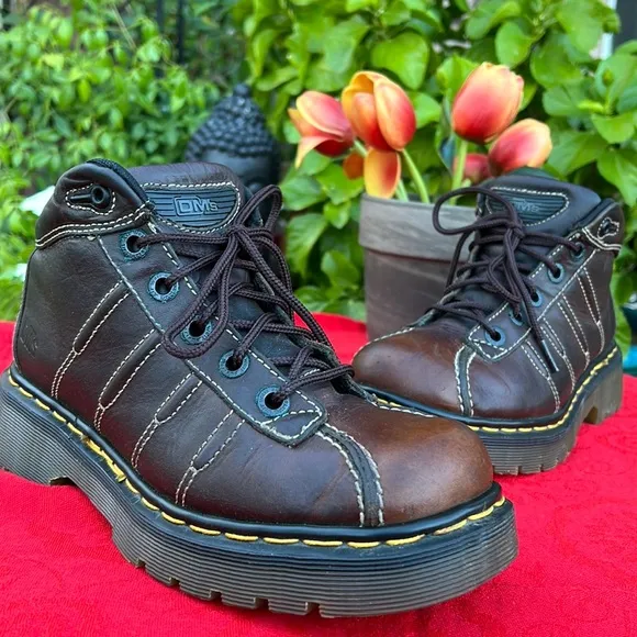 🏴󠁧󠁢󠁥󠁮󠁧󠁿 Dr. Martens MIE Vintage Chunky Brown Platform Oxfords UK 5