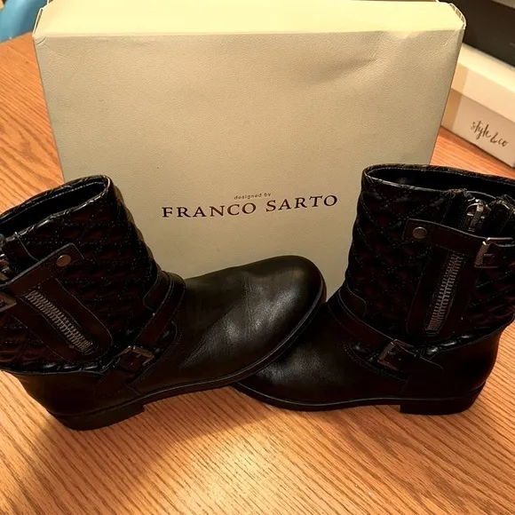 🔥 FRANCO SARTO Black Padua Boots Size 8.5M