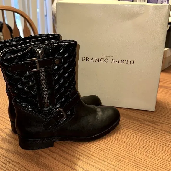 🔥 FRANCO SARTO Black Padua Boots Size 8.5M