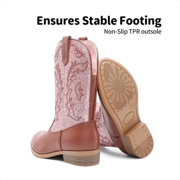 ⭐  Girls Cowgirl Western Boots Mid Calf Riding Little Big Kid