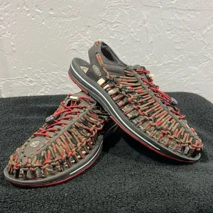 🔥 KEEN Uneek Paracord Woven Slip-On Sandals Red/Gray/Brown Sz 11.5 - PERFECT