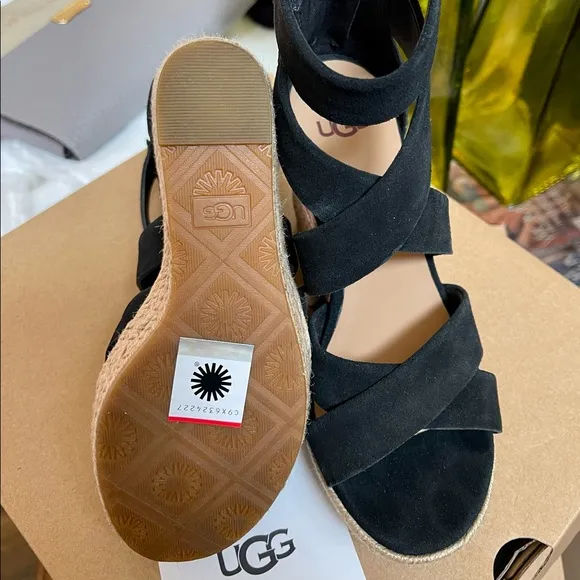 ✅ New “UGG” 💯% Authentic Raquel Platform Sandal  Size 5 Wedge Espadrilles