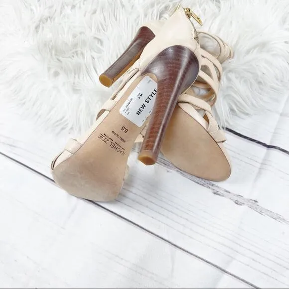 🆕 Rachel Zoe Women's Senegal Caged Heel Sandals in Cream Size 8.5