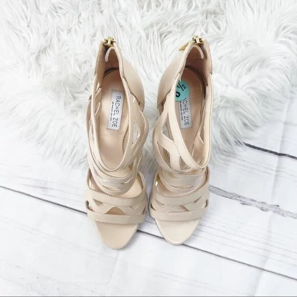 🆕 Rachel Zoe Women's Senegal Caged Heel Sandals in Cream Size 8.5