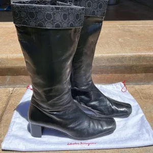 - Salvatore Ferragamo black calf skin boots in good condition. Women’s sz 10