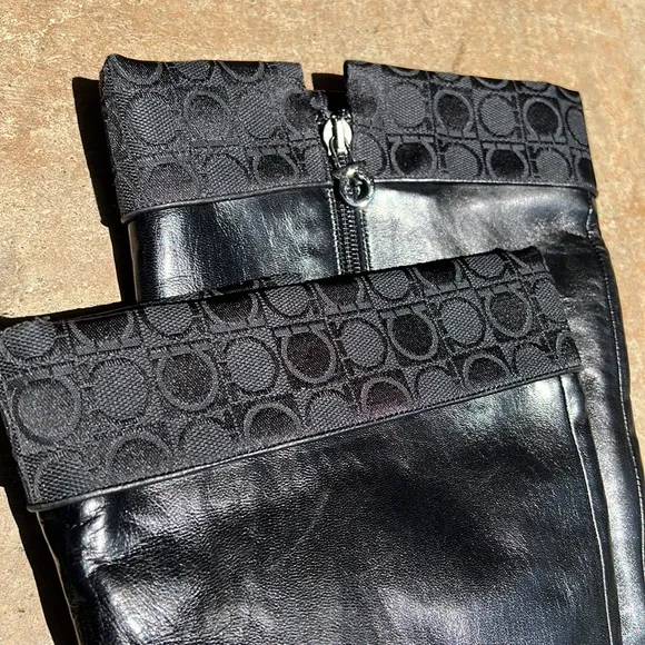 - Salvatore Ferragamo black calf skin boots in good condition. Women’s sz 10