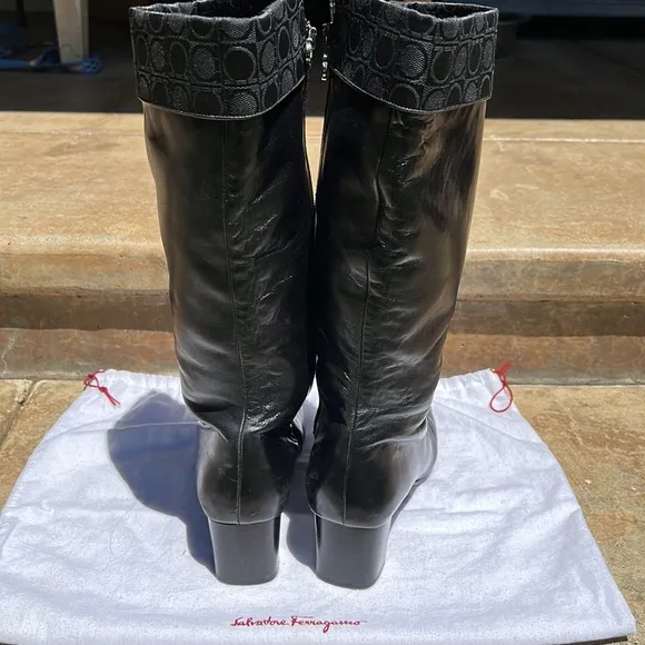- Salvatore Ferragamo black calf skin boots in good condition. Women’s sz 10