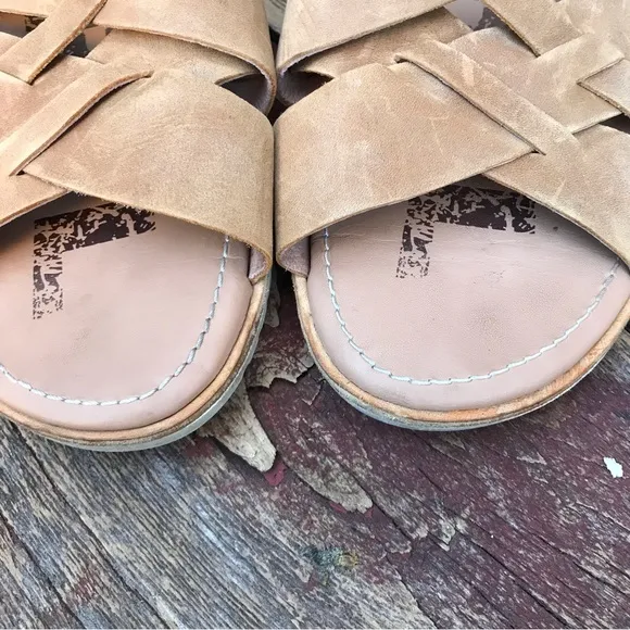 🍄 Sorel Ella Tan Leather Slide Sandals