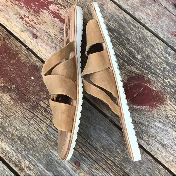 🍄 Sorel Ella Tan Leather Slide Sandals
