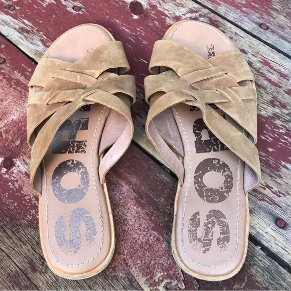 🍄 Sorel Ella Tan Leather Slide Sandals