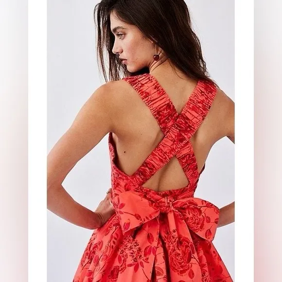 1063. FREE PEOPLE Matilde Mini Dress in Red Sz S NWT $250