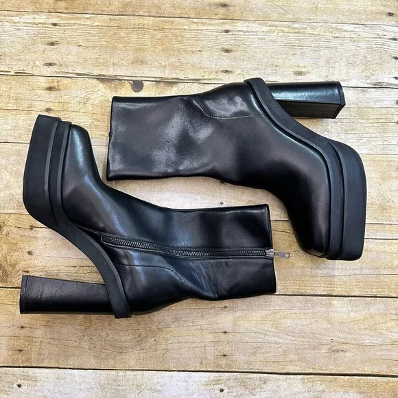 10th Floor Milano Leather Blocked-Heeled Platform