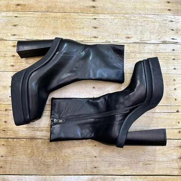 10th Floor Milano Leather Blocked-Heeled Platform