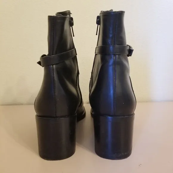 111 State 8.5B Black Chunky Y2K 90s Heeled Ankle Boots Booties
