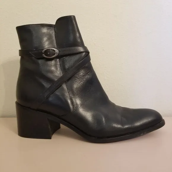 111 State 8.5B Black Chunky Y2K 90s Heeled Ankle Boots Booties