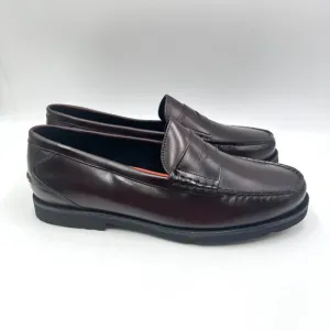 11W 11 WIDE WIDTH Rockport Mens Burgundy Leather Modern Penny Loafers Shoes