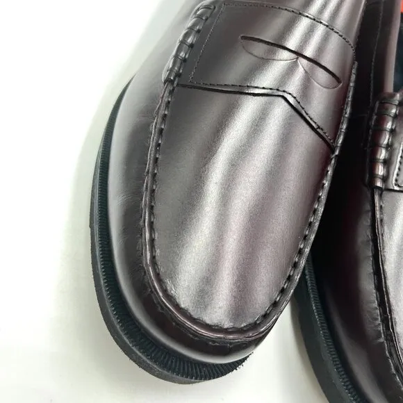11W 11 WIDE WIDTH Rockport Mens Burgundy Leather Modern Penny Loafers Shoes