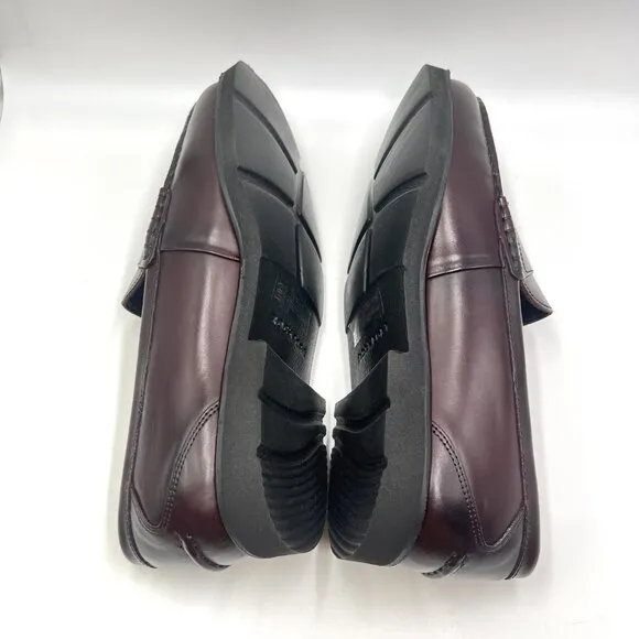 11W 11 WIDE WIDTH Rockport Mens Burgundy Leather Modern Penny Loafers Shoes