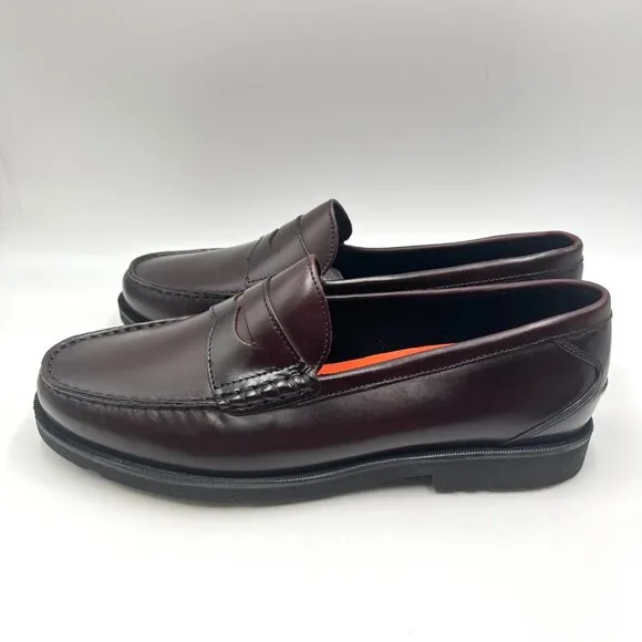 11W 11 WIDE WIDTH Rockport Mens Burgundy Leather Modern Penny Loafers Shoes