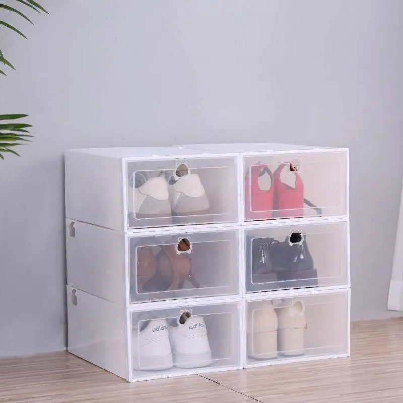 12PCS Shoe Box Storage Case Clear Boxes Foldable Stackable Transparent Organizer