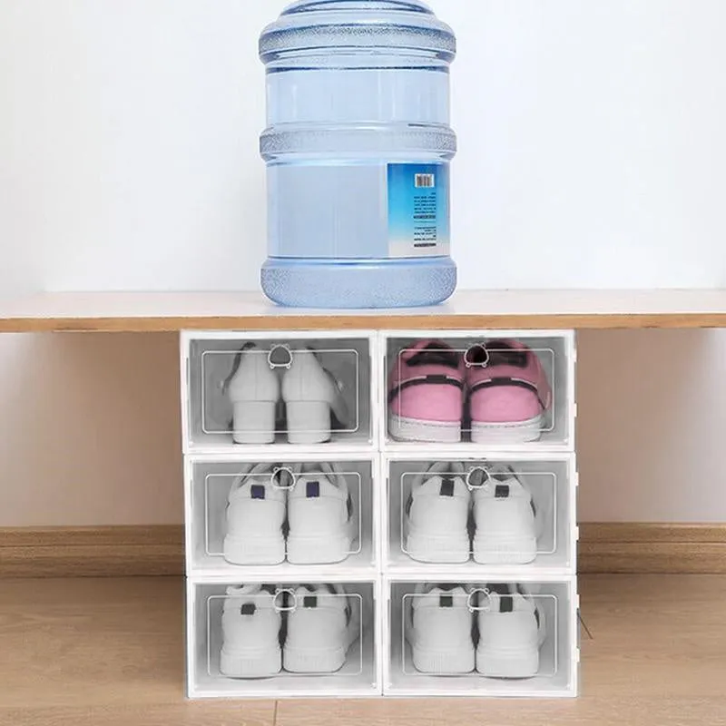 12PCS Shoe Box Storage Case Clear Boxes Foldable Stackable Transparent Organizer