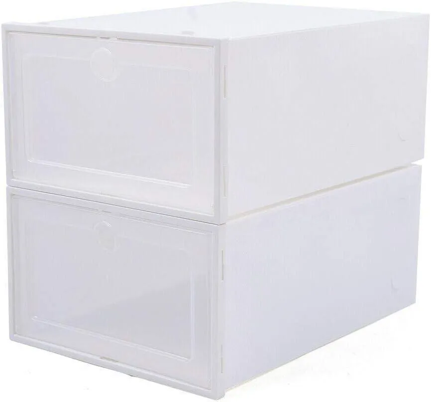 12PCS Shoe Box Storage Case Clear Boxes Foldable Stackable Transparent Organizer