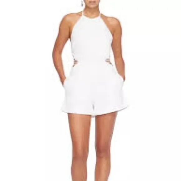 (170Y) ❤️ BNWT Jonathan Simkhai Christina linen cover up strapped romper $345