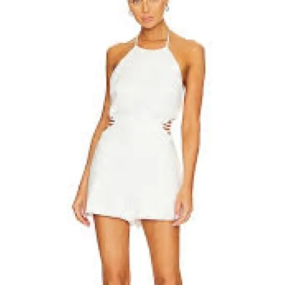 (170Y) ❤️ BNWT Jonathan Simkhai Christina linen cover up strapped romper $345