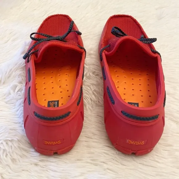 $180 SWIMS | Red rubber TPU water driving boat casual loafers men size 8
