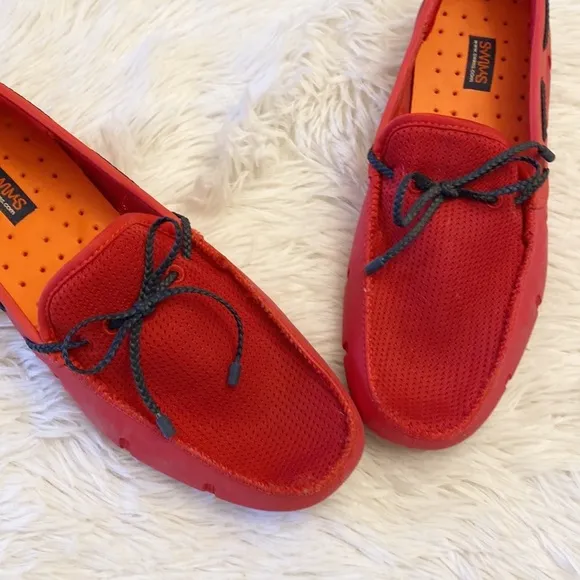 $180 SWIMS | Red rubber TPU water driving boat casual loafers men size 8