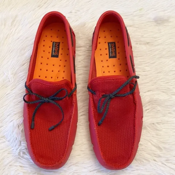 $180 SWIMS | Red rubber TPU water driving boat casual loafers men size 8