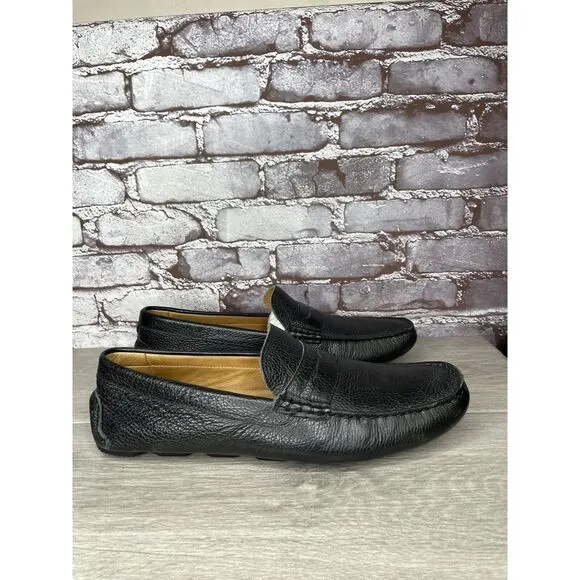 1901 Black Leather Penny Loafers Slip On Driving Shoes Men’s Sz 13M US/46EU