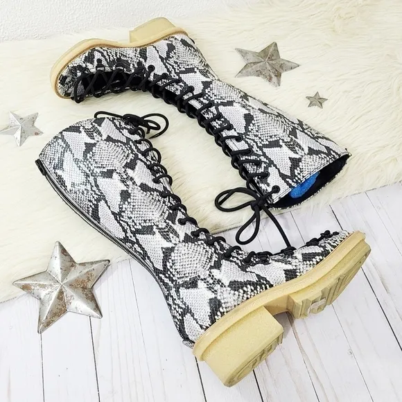 3.1 Phillip Lim Mallory Python Snake Print Leather Tall Sandal Boots sz 39