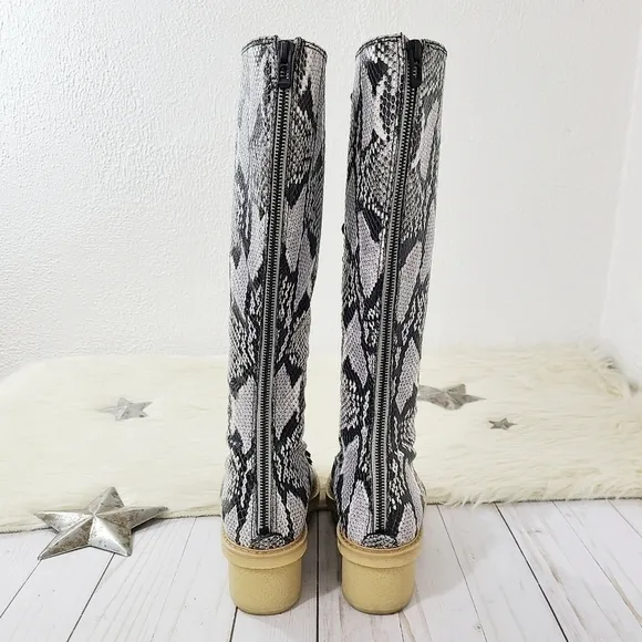 3.1 Phillip Lim Mallory Python Snake Print Leather Tall Sandal Boots sz 39
