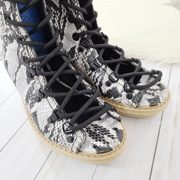 3.1 Phillip Lim Mallory Python Snake Print Leather Tall Sandal Boots sz 39