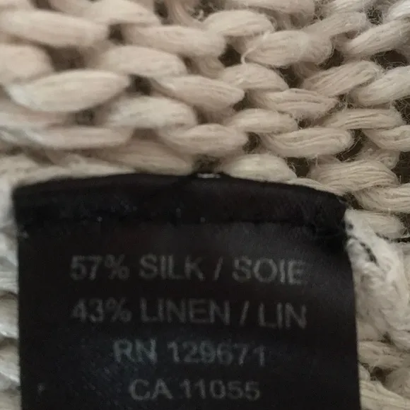 360 SWEATER/SILK-LINEN LOW V-BACK OPEN WEAVE SWEATER/NEW