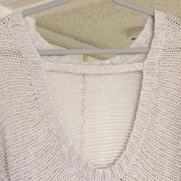 360 SWEATER/SILK-LINEN LOW V-BACK OPEN WEAVE SWEATER/NEW