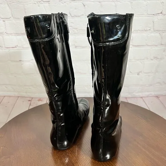 37 (7) BURBERRY Patent Leather Mid-Calf Boots GUC Vintage Y2K