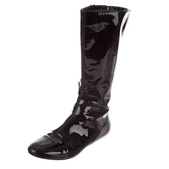 37 (7) BURBERRY Patent Leather Mid-Calf Boots GUC Vintage Y2K