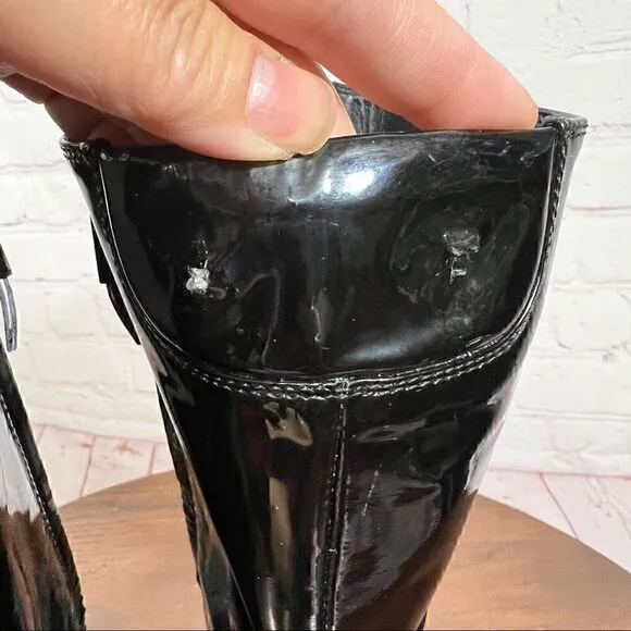 37 (7) BURBERRY Patent Leather Mid-Calf Boots GUC Vintage Y2K