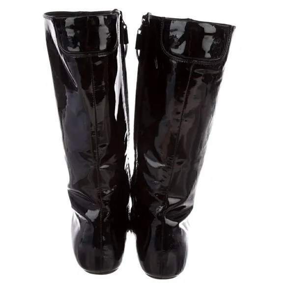 37 (7) BURBERRY Patent Leather Mid-Calf Boots GUC Vintage Y2K