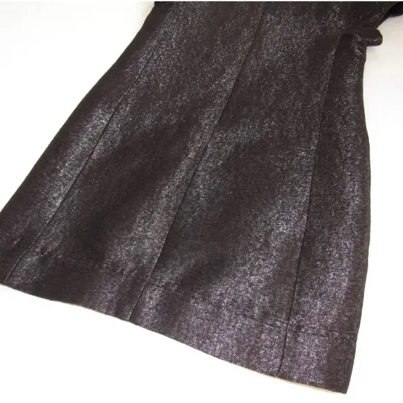 $385 THEORY Black Metallic Shift Dress FESTIVE SPARKLE Day Night LBD POCKETS! 10