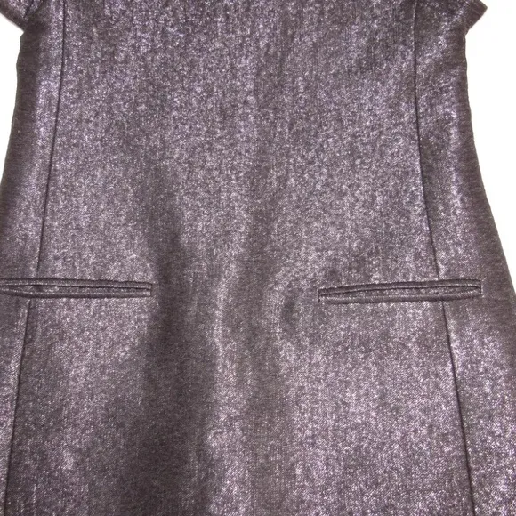 $385 THEORY Black Metallic Shift Dress FESTIVE SPARKLE Day Night LBD POCKETS! 10