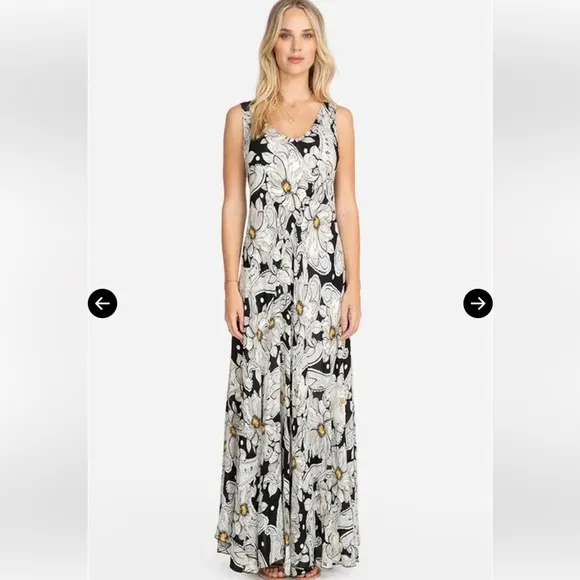 $480 Johnny Was Biya Keya Dress Floral Silk Maxi Size XS