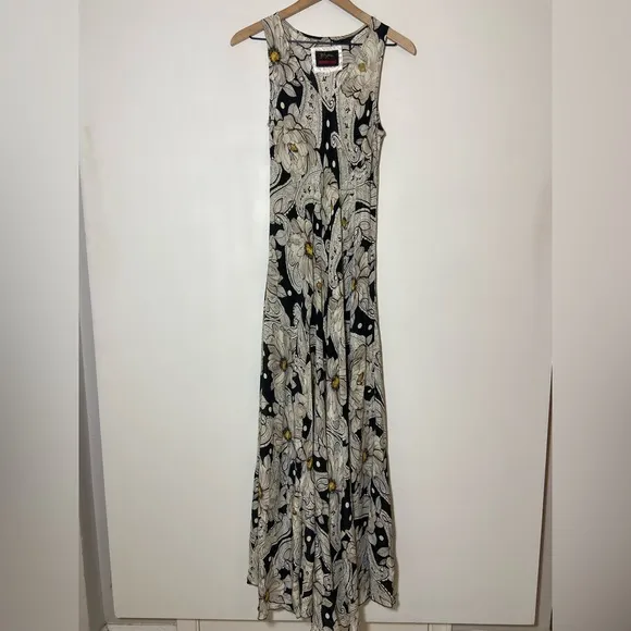 $480 Johnny Was Biya Keya Dress Floral Silk Maxi Size XS