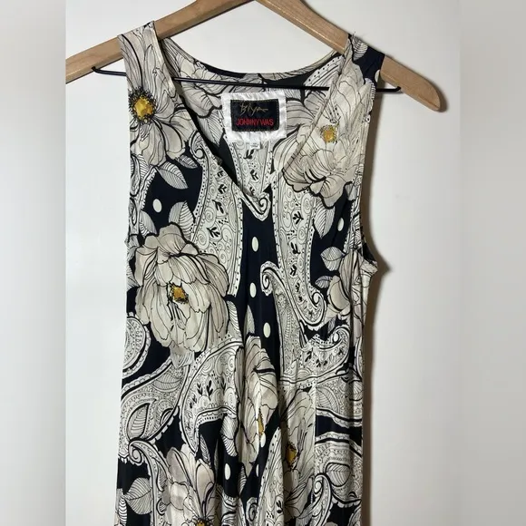 $480 Johnny Was Biya Keya Dress Floral Silk Maxi Size XS