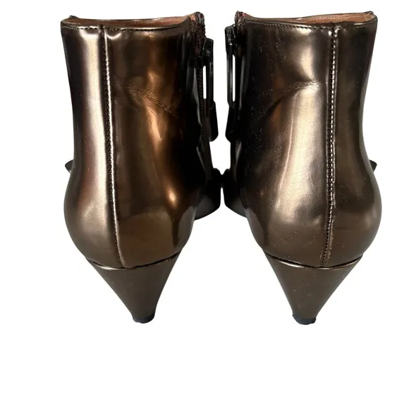 $495 Aquatalia Aubree Calf Rose Gold Leather Ankle Boots Bronze Metallic 7M EUC