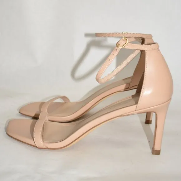 $500 STUART WEITZMAN Nudistcurve Ankle-strap Sandals LEATHER ADOBE 9.5 (PC2)
